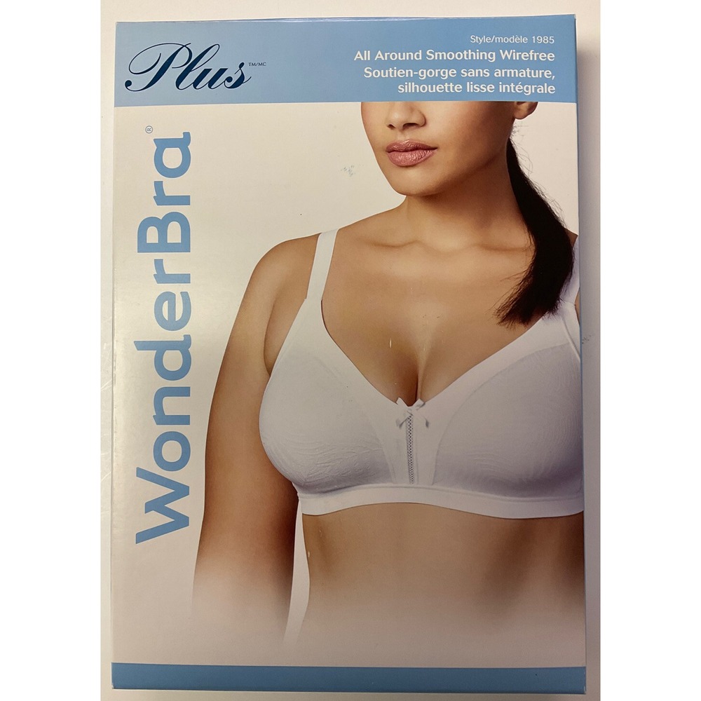 NWT Women's WonderBra Plus W1985‎ Back & Side Smoothing Wirefree Bra 42DD White